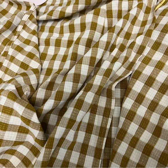 Jupe NYC Mustard Yellow & Cream Checkered Wrap Midi Lightweight Modest Skirt L - Picture 13 of 16